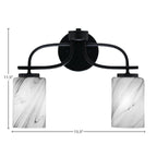 Cavella Two Light Bath Bar in Matte Black with 4" Onyx Swirl Shade