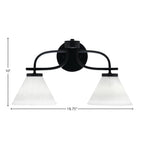 Cavella Two Light Bath Bar in Matte Black with 7" White Muslin Shade