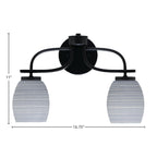 Cavella Two Light Bath Bar in Matte Black with 5" Gray Matrix Shade