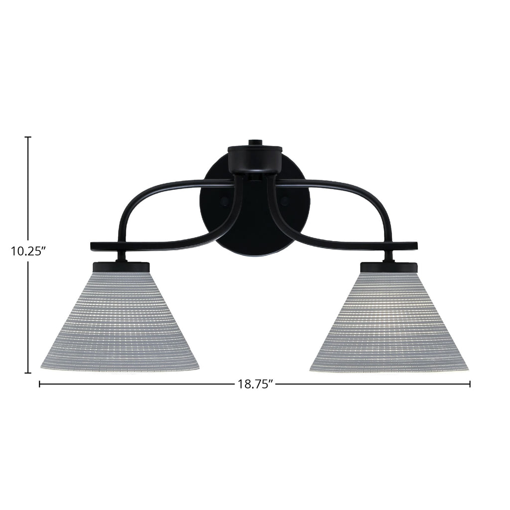 Cavella Two Light Bath Bar in Matte Black with 7" Gray Matrix Shade