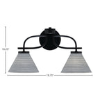 Cavella Two Light Bath Bar in Matte Black with 7" Gray Matrix Shade