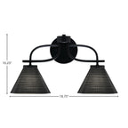Cavella Two Light Bath Bar in Matte Black with 7" Black Matrix Shade