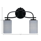 Cavella Two Light Bath Bar in Matte Black with 4" Gray Matrix Shade
