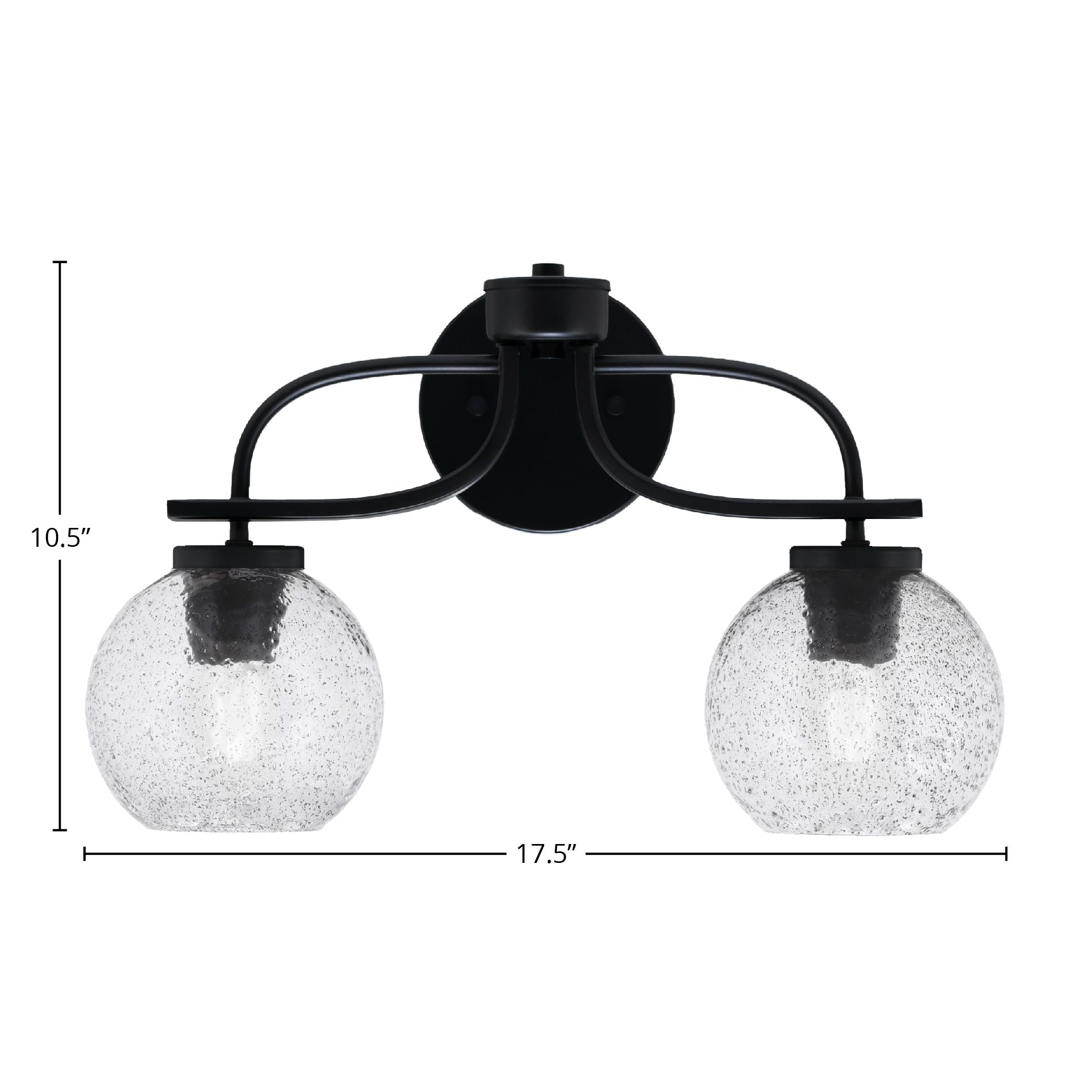 Cavella Two Light Bath Bar in Matte Black with 5.75" Smoke Bubble Shade