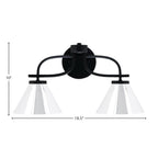 Cavella Two Light Bath Bar in Matte Black with 7" Chrome Cone Metal Shade
