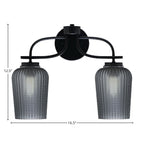 Cavella Two Light Bath Bar in Matte Black with 5" Smoke Textured Shade