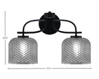 Cavella Two Light Bath Bar in Matte Black with 6" Smoke Textured Shade