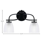 Cavella Two Light Bath Bar in Matte Black with 5" Clear Ribbed Shade