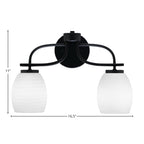 Cavella Two Light Bath Bar in Matte Black with 5" White Linen Shade