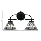 Cavella Two Light Bath Bar in Matte Black with 7" Pewter Art Glass Shade