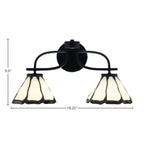 Cavella Two Light Bath Bar in Matte Black with 7" Pearl & Black Flair Art Glass Shade