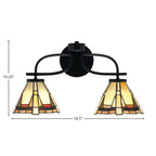 Cavella Two Light Bath Bar in Matte Black with 7" Zion Art Glass Shade