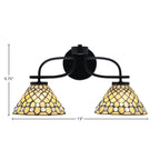 Cavella Two Light Bath Bar in Matte Black with 7" Starlight Art Glass Shade