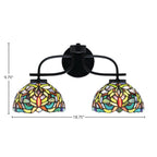 Cavella Two Light Bath Bar in Matte Black with 7" Kaleidoscope Art Glass Shade
