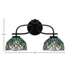 Cavella Two Light Bath Bar in Matte Black with 7" Turquoise Cypress Art Glass Shade