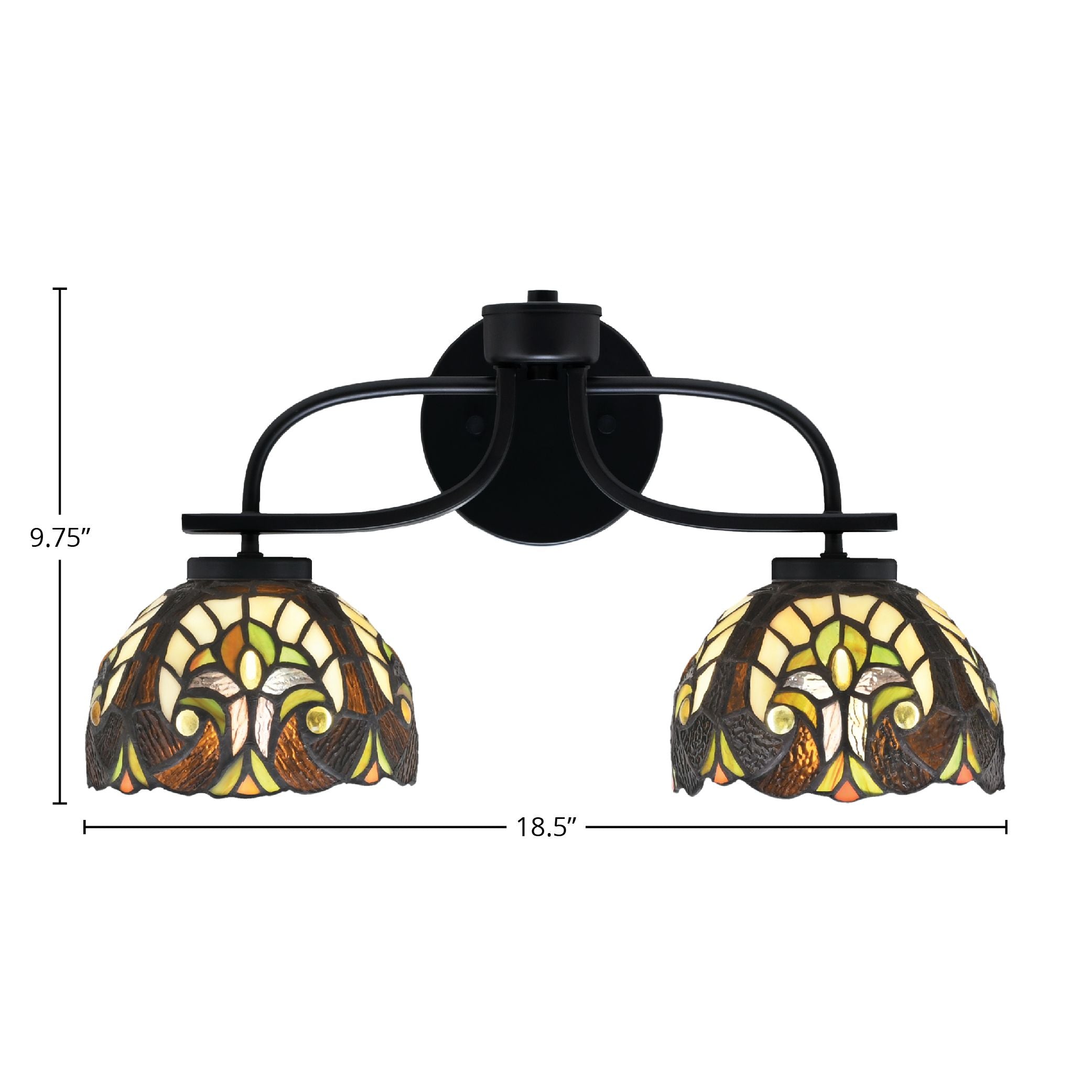 Cavella Two Light Bath Bar in Matte Black with 7" Ivory Cypress Art Glass Shade