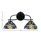 Cavella Two Light Bath Bar in Matte Black with 7" Blue Mosaic Art Glass Shade