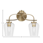 Cavella Two Light Bath Bar in New Age Brass with 5" Clear Bubble Shade