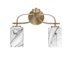 Cavella Two Light Bath Bar in New Age Brass with 4" Onyx Swirl Shade