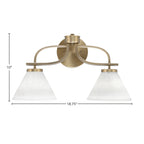 Cavella Two Light Bath Bar in New Age Brass with 7" White Muslin Shade