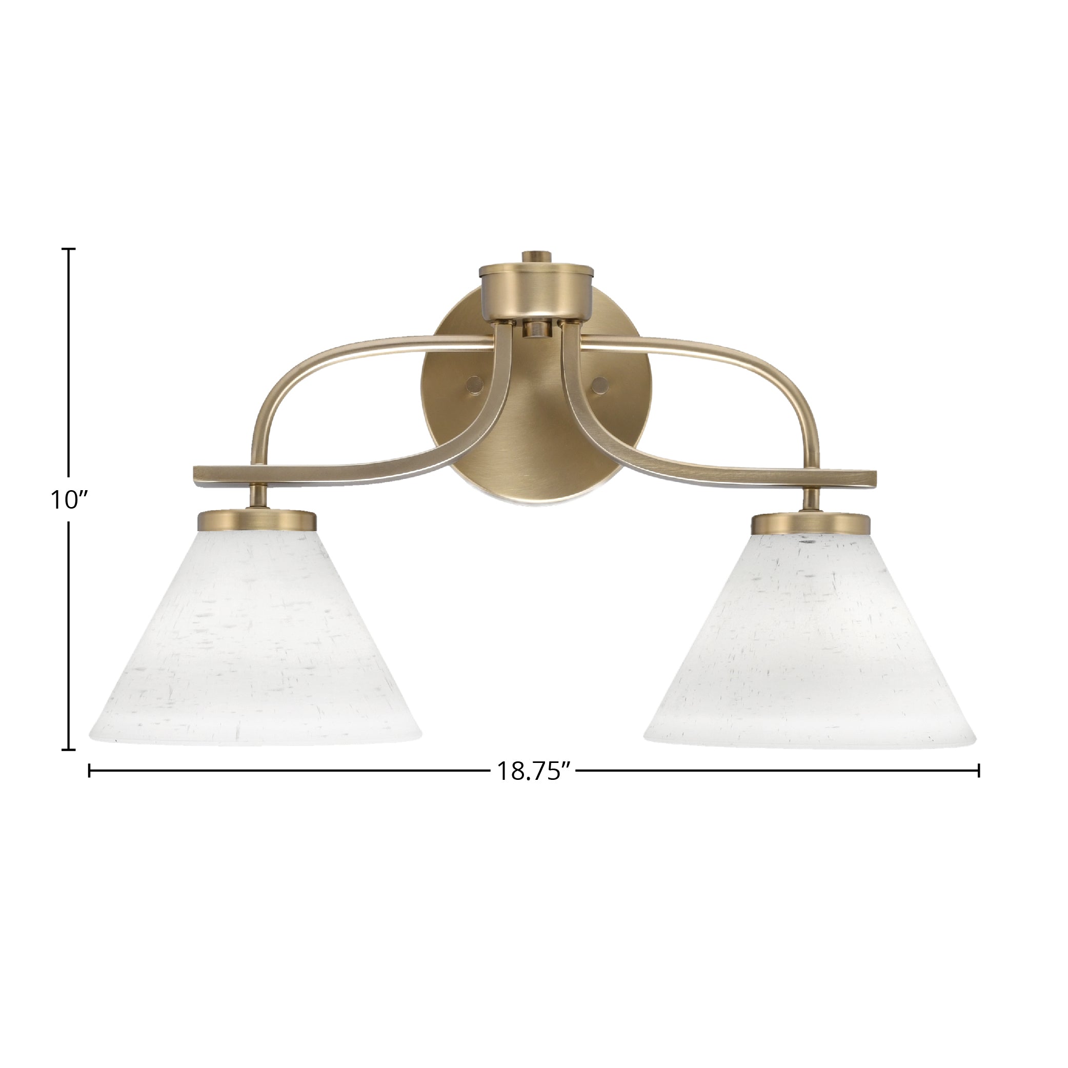 Cavella Two Light Bath Bar in New Age Brass with 7" White Muslin Shade