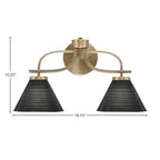 Cavella Two Light Bath Bar in New Age Brass with 7" Black Matrix Shade