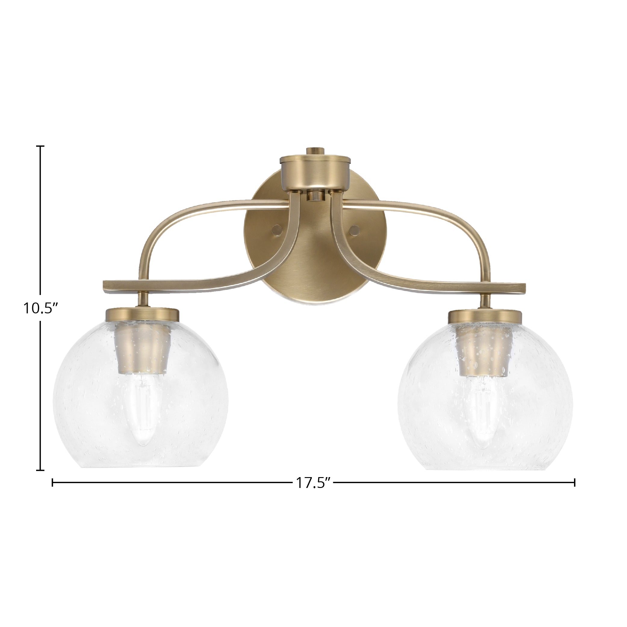 Cavella Two Light Bath Bar in New Age Brass with 5.75" Clear Bubble Shade