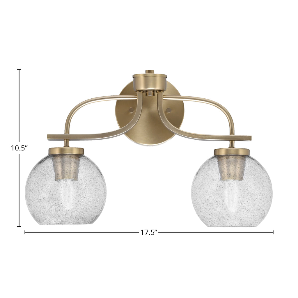 Cavella Two Light Bath Bar in New Age Brass with 5.75" Smoke Bubble Shade