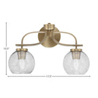 Cavella Two Light Bath Bar in New Age Brass with 5.75" Smoke Bubble Shade