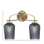 Cavella Two Light Bath Bar in New Age Brass with 5" Smoke Textured Shade