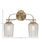 Cavella Two Light Bath Bar in New Age Brass with 5" Silver Textured Shade