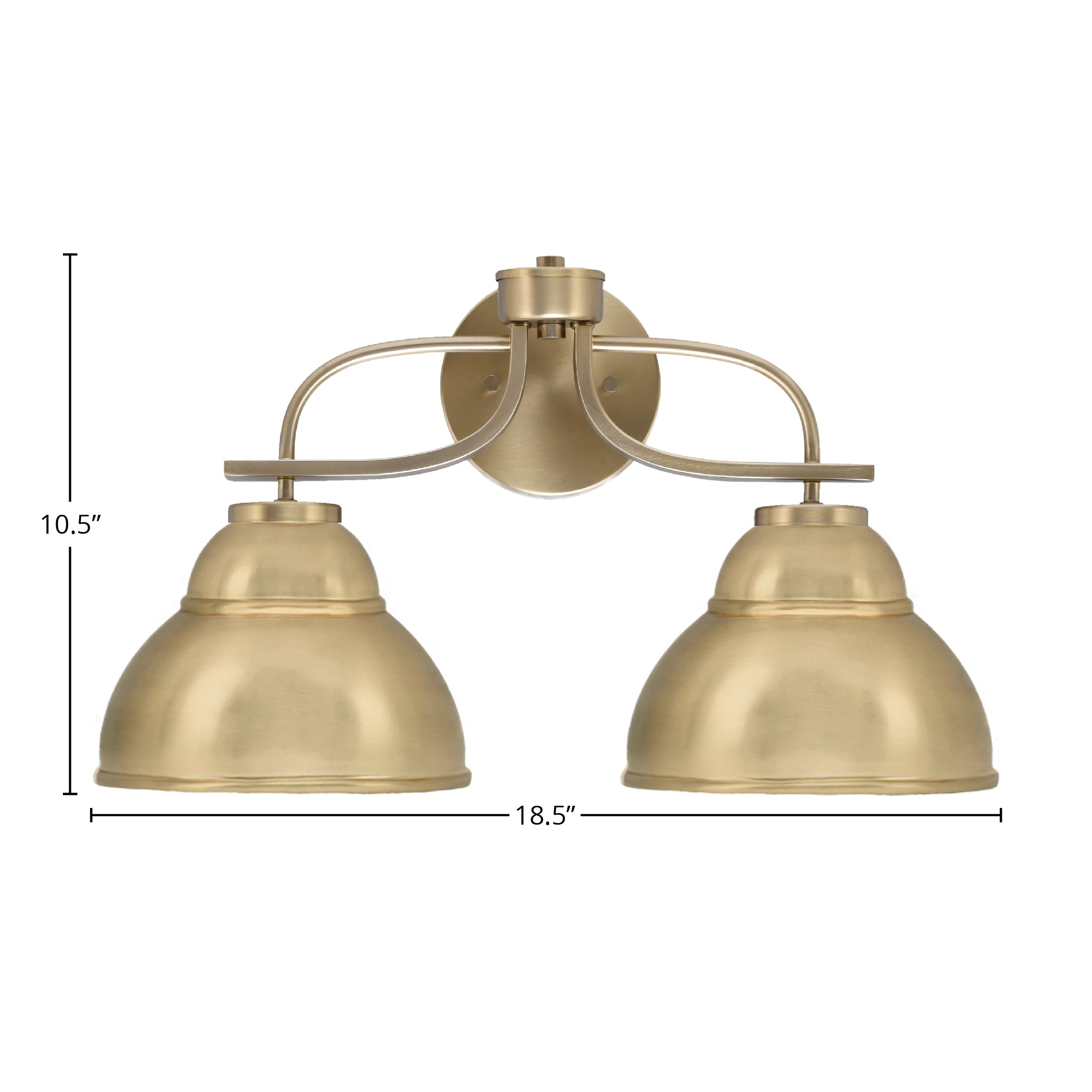 Cavella Two Light Bath Bar in New Age Brass with 7" New Age Brass Double Bubble Metal Shade