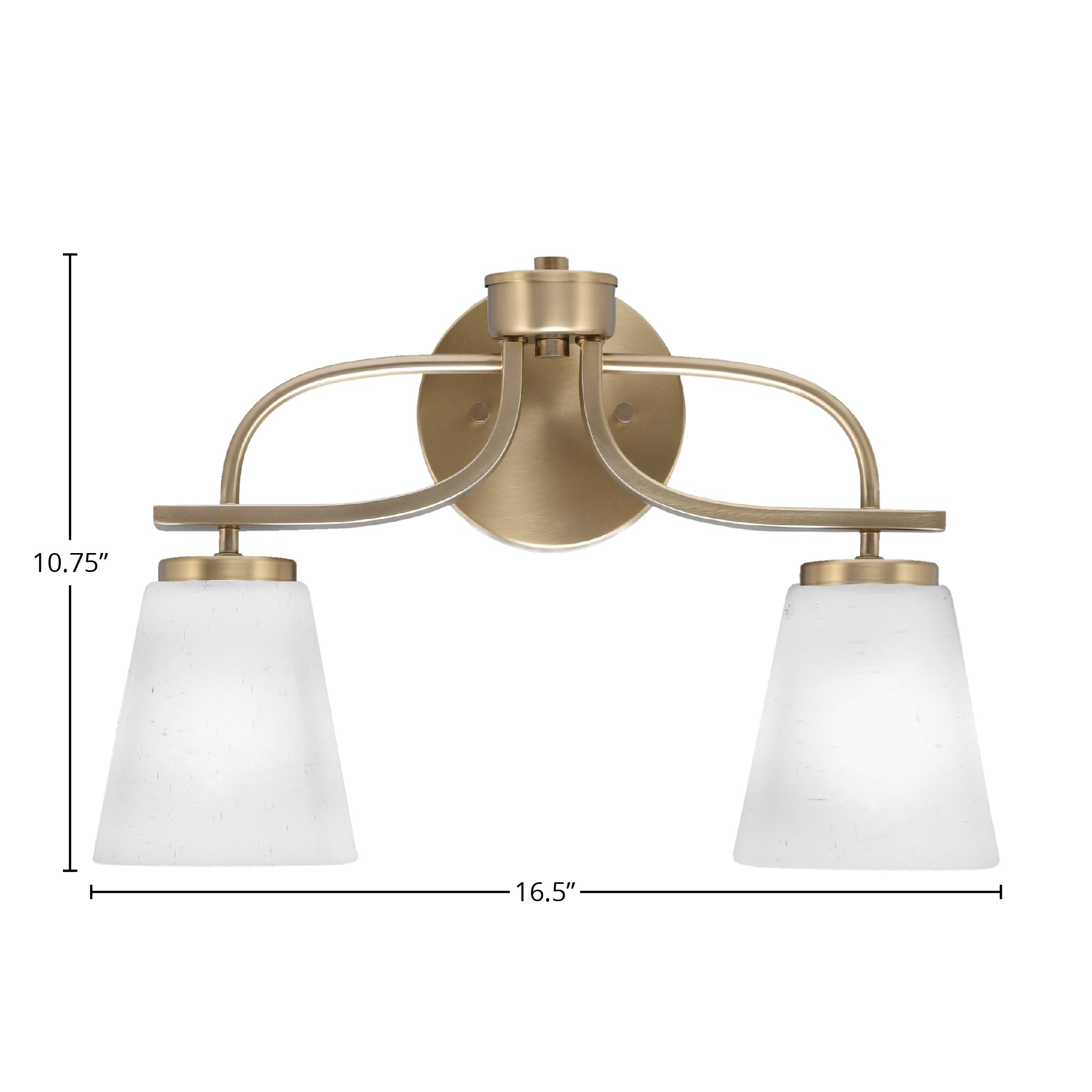 Cavella Two Light Bath Bar in New Age Brass with 4.5" Square White Muslin Shade