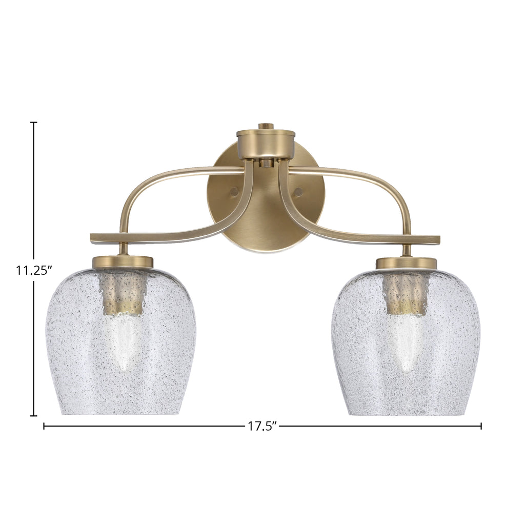 Cavella Two Light Bath Bar in New Age Brass with 6" Smoke Bubble Shade