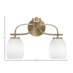 Cavella Two Light Bath Bar in New Age Brass with 5" White Linen Shade