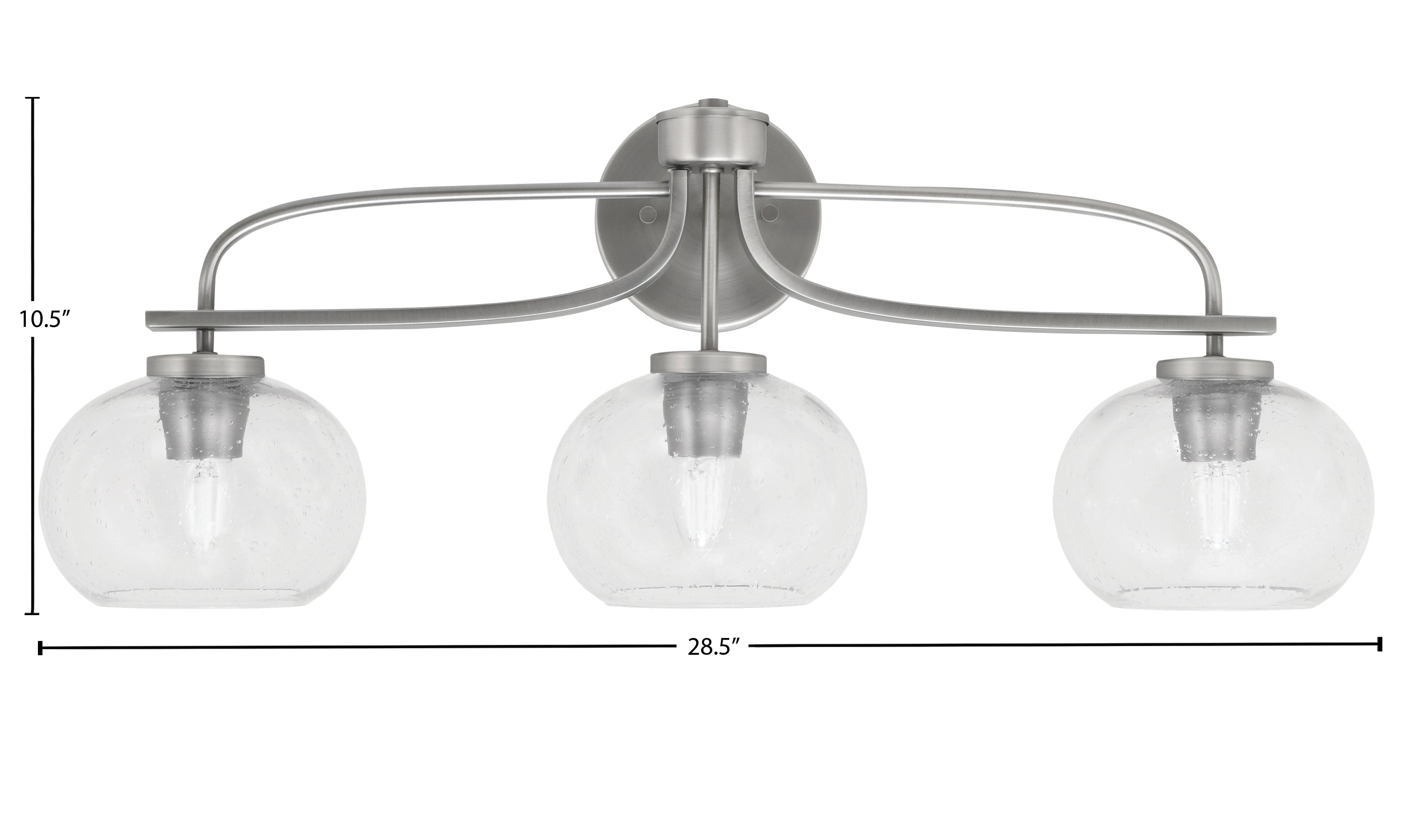 Cavella Three Light Bath Bar in Graphite with 7" Clear Bubble Shade