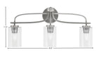 Cavella Three Light Bath Bar in Graphite with 4" Clear Bubble Shade