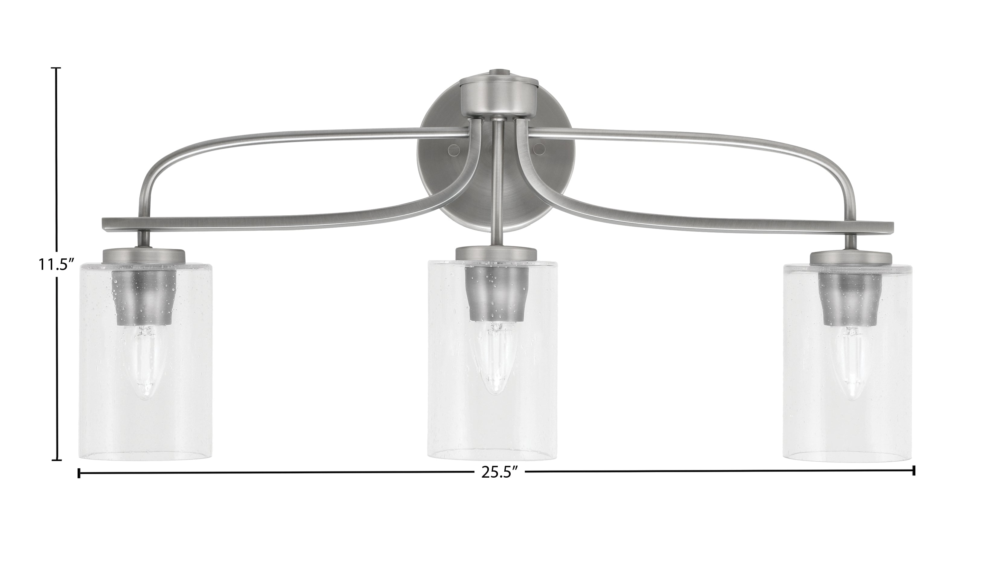 Cavella Three Light Bath Bar in Graphite with 4" Clear Bubble Shade