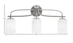 Cavella Three Light Bath Bar in Graphite with 4" White Marble Shade