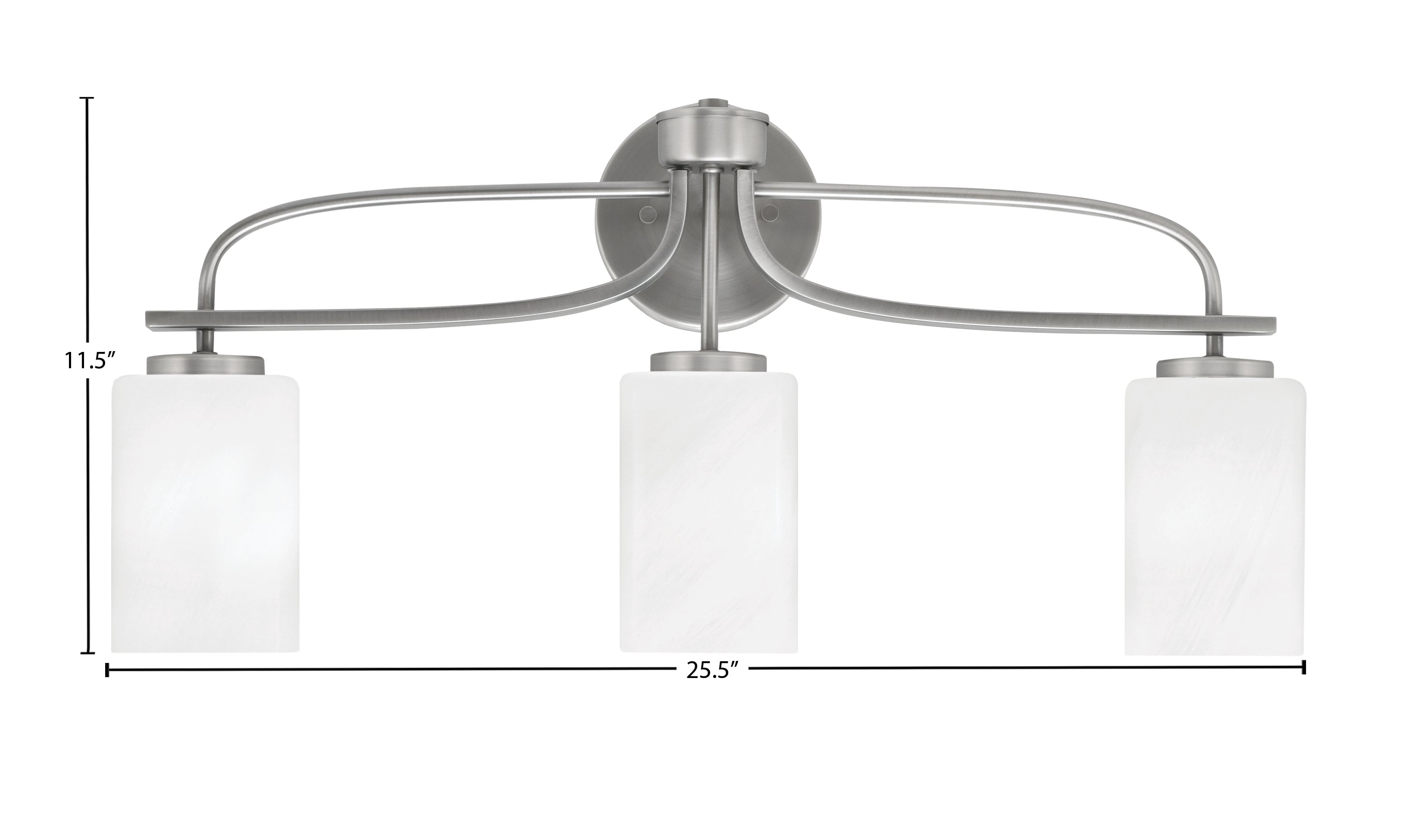 Cavella Three Light Bath Bar in Graphite with 4" White Marble Shade