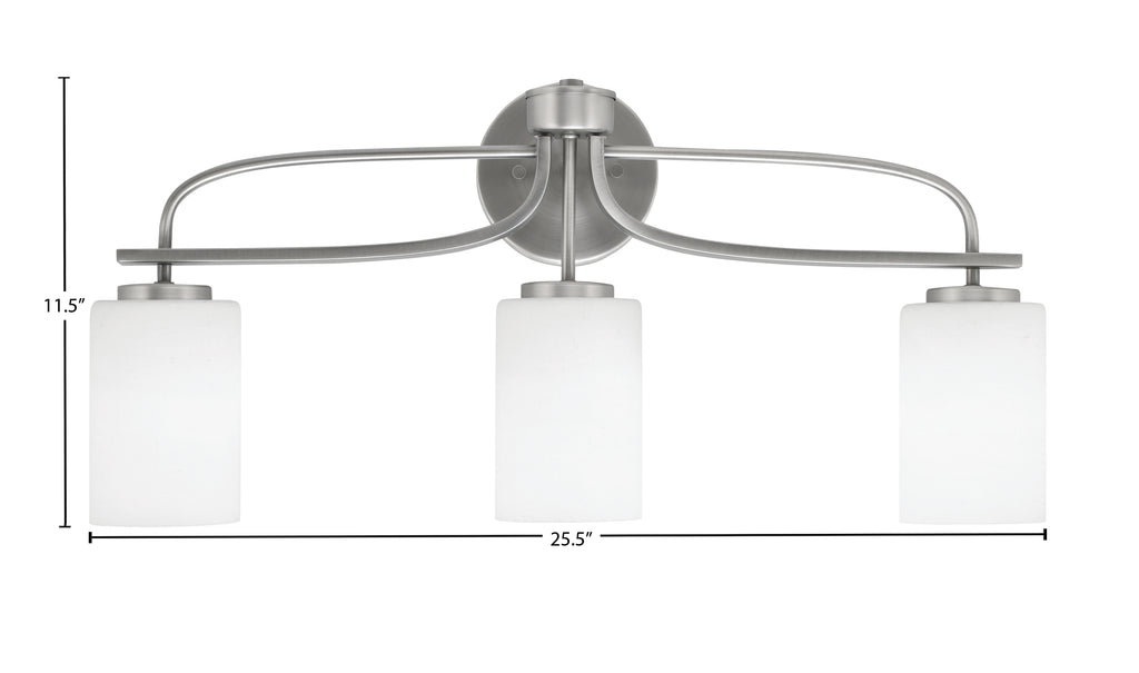 Cavella Three Light Bath Bar in Graphite with 4" White Muslin Shade