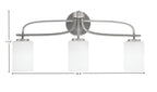 Cavella Three Light Bath Bar in Graphite with 4" White Muslin Shade