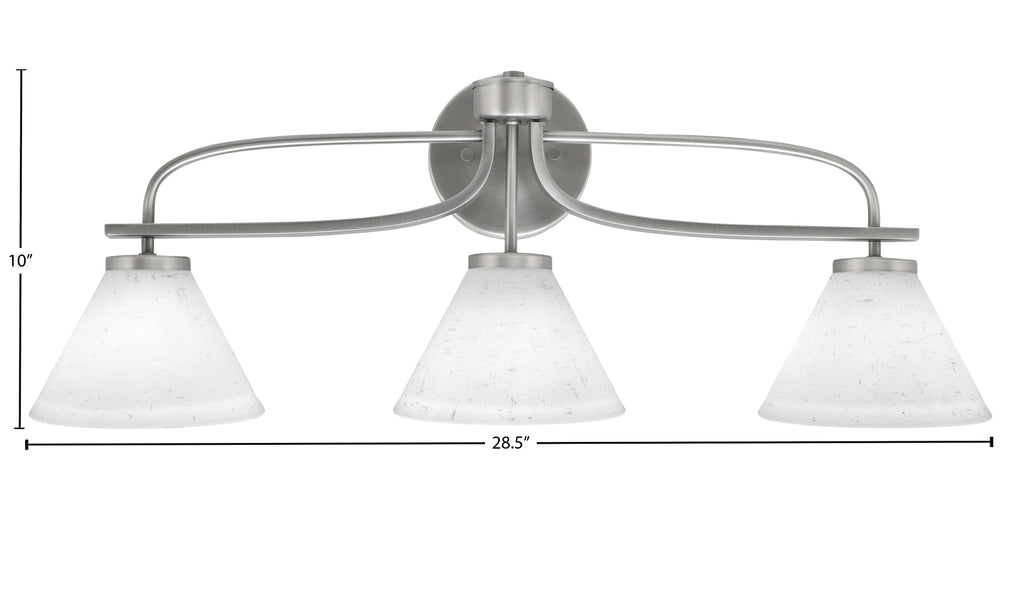 Cavella Three Light Bath Bar in Graphite with 7" White Muslin Shade