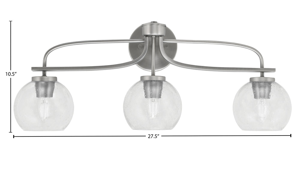Cavella Three Light Bath Bar in Graphite with 5.75" Clear Bubble Shade