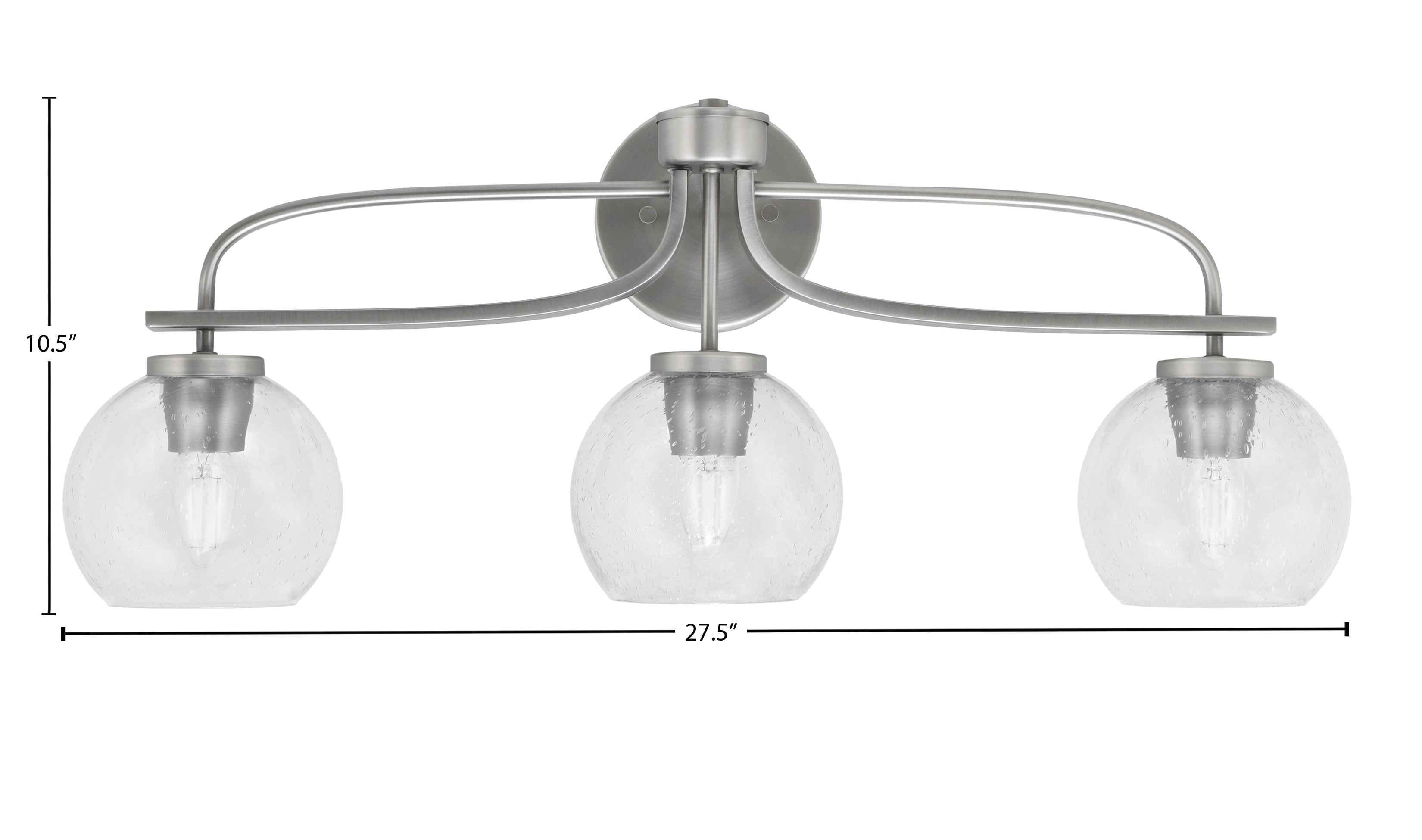 Cavella Three Light Bath Bar in Graphite with 5.75" Clear Bubble Shade