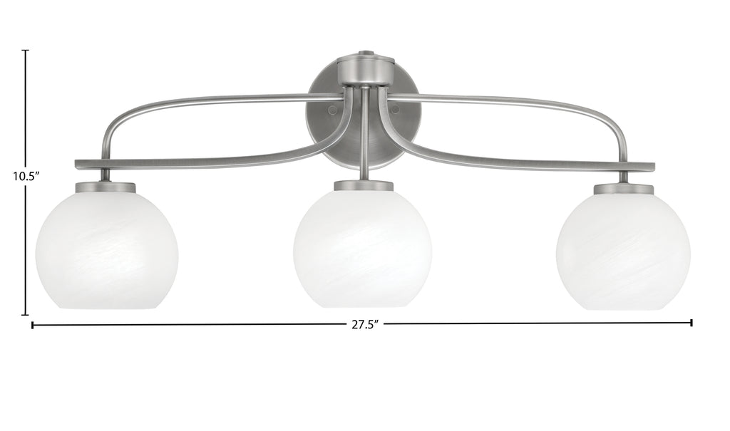 Cavella Three Light Bath Bar in Graphite with 5.75" White Marble Shade
