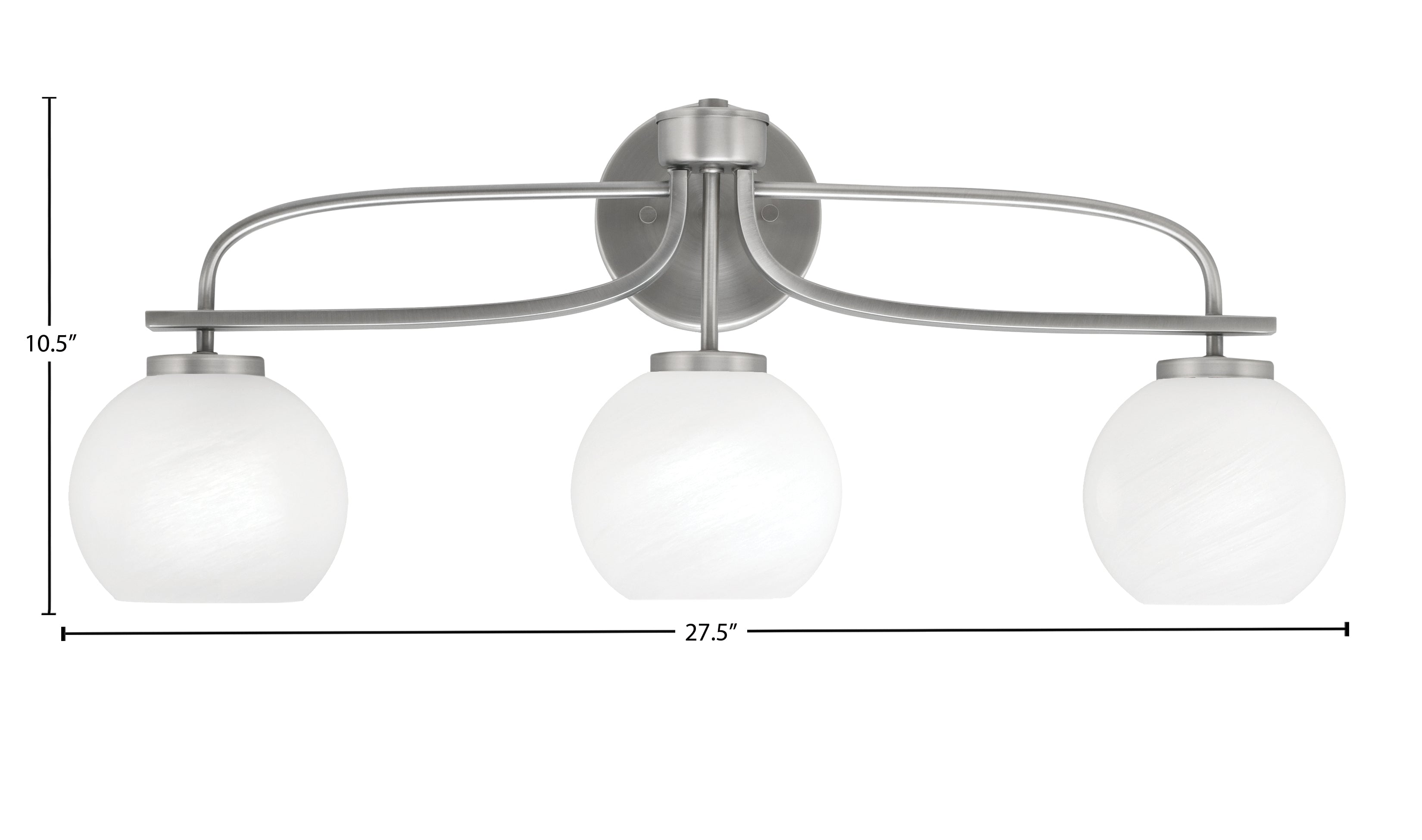 Cavella Three Light Bath Bar in Graphite with 5.75" White Marble Shade