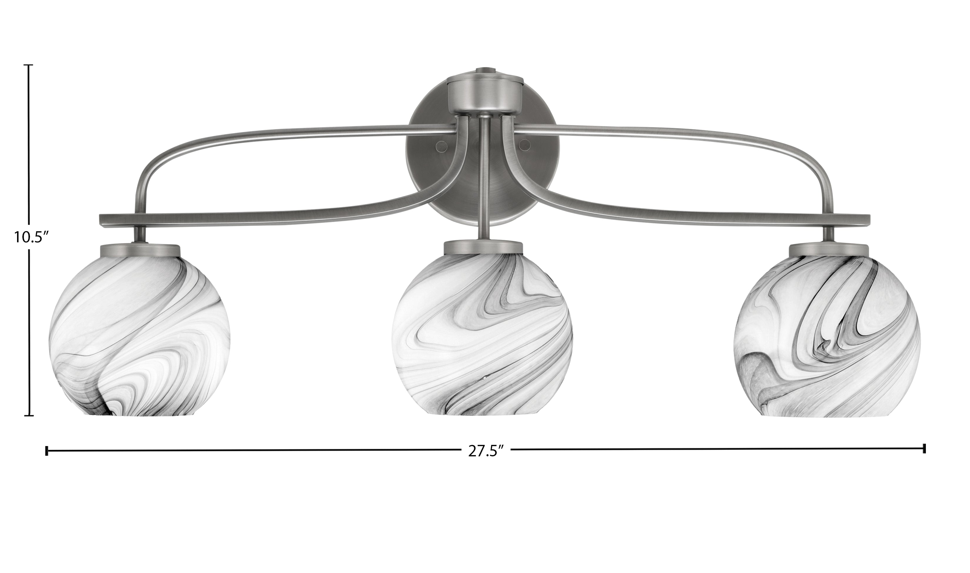 Cavella Three Light Bath Bar in Graphite with 5.75" Onyx Swirl Shade