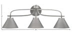 Cavella Three Light Bath Bar in Graphite with 7" Graphite Cone Metal Shade Shade