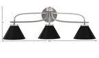 Cavella Three Light Bath Bar in Graphite with 7" Matte Black Cone Metal Shade Shade
